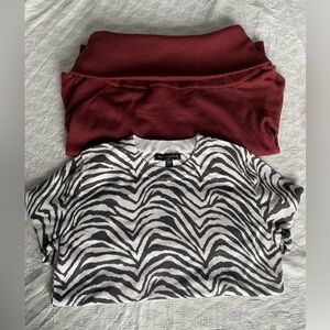 The DKNY burgundy sweater and  banana republic sweater